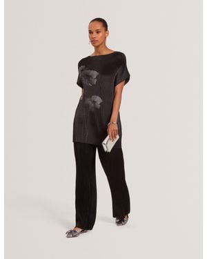 Ted Baker Narela Plisse Pull-On Wide Leg Trousers - Natural