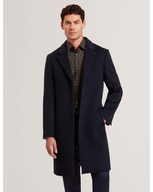 Ted Baker Alerton Slim Fit Wool Rich City Overcoat - Blue