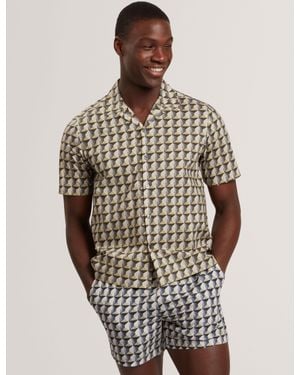 Ted Baker Nayelin Relaxed Fit Painted Geo Print Shirt - Multicolour