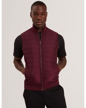Ted Baker Pafavor Quilted Front Funnel Neck Zip-Up Gilet - Red