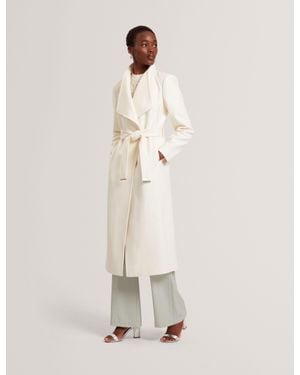 Ted Baker Rosell Longline Belted Wool Wrap Coat - Natural