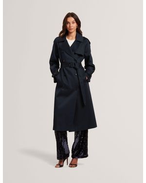 Ted Baker Kinmo Belted Cotton Midi Trench Coat - Blue