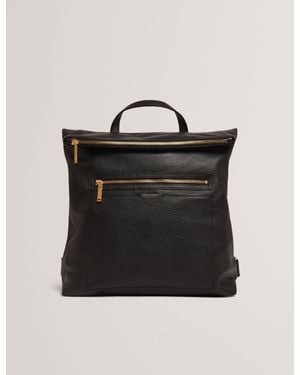 Ted Baker Luccea Branding Webbing Large Leather Backpack - Black