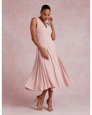 Ted Baker Carneli Sleeveless Inverted Pleat Midi Dress - Pink