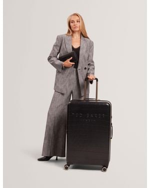 Ted Baker Icon-Blkl Croc Texture 4-Wheel Hard Shell Suitcase - Black