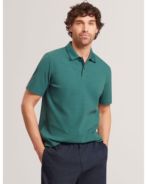 Ted Baker Hammon Stitched Rib Cotton Blend Short Sleeve Polo - Green