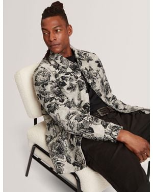 Ted Baker Mairis Shaded Floral Print Jacquard Overshirt - Grey