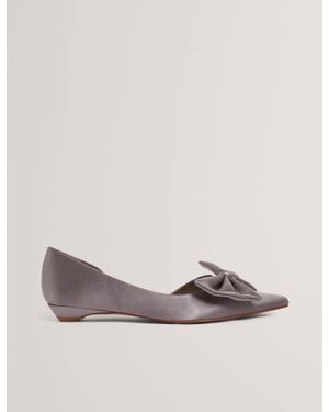 Ted Baker Soufiya Bow Detail Satin Pointed Kitten Heels - Metallic