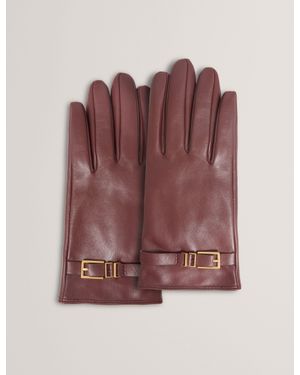 Ted Baker Jillla Buckle Strap Leather Gloves - Purple