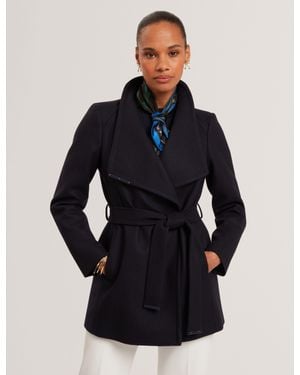Ted Baker Rosess Short Belted Wool Wrap Coat - Blue