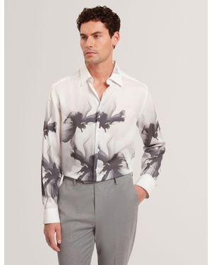 Ted Baker Amund Monochrome Floral Long Sleeve Shirt - Grey