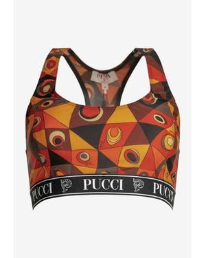 PUCCI Occhi Print Cropped Top - Orange