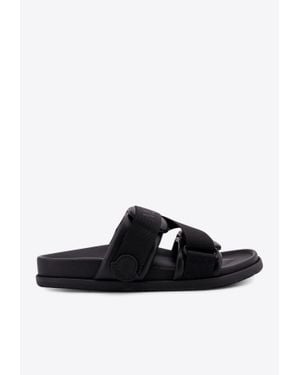 Moncler Mon Summer Logo Slides - Black