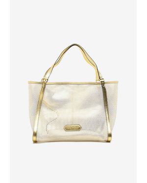 Tom Ford Medium Mesh And Leather Tote Bag - Natural