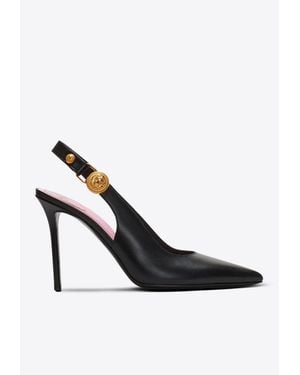 Balmain Eva 95 Calf Leather Slingback Pumps - White