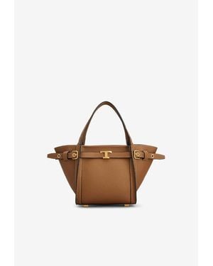 Tod's T-Timeless Logo Leather Tote Bag - Natural
