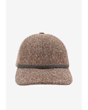 Brunello Cucinelli Monili Strap Wool Cap - Natural