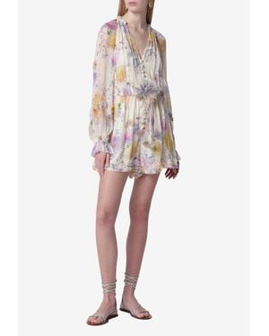 Zimmermann Luna Floral Print Ruffled Playsuit - Multicolour