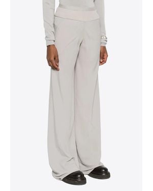 Rick Owens Ribbed Palazzo Wide-Leg Pants - Grey