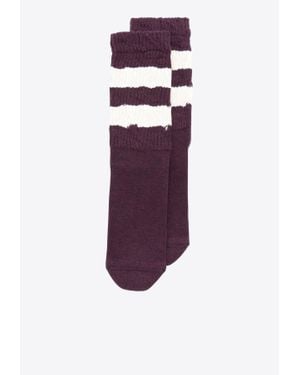 Golden Goose Distressed Striped High Ribbed Socks - Purple