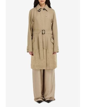 Ferragamo Belted Trench Coat With Satin-Inserts - Natural