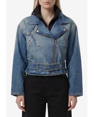 Alaïa Reverse Cropped Denim Jacket - Blue