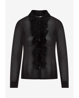 Tom Ford Ruffle Long-Sleeved Shirt - Black