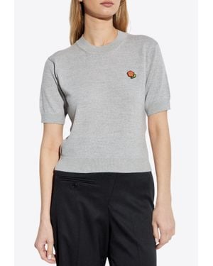 KENZO Pop Embroidered Knit Top - Gray