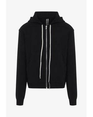 Rick Owens Cashmere Knit Zip-Up Hooded Sweatshirt - Black