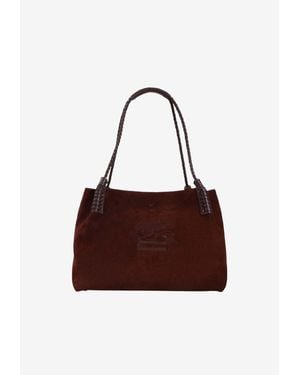 Etro Medium Libra Suede Tote Bag - Brown