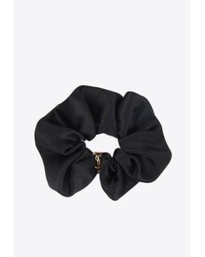 Saint Laurent Cassandre Silk Scrunchie - Black