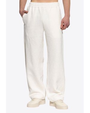 Fendi Monogram Jacquard Straight-Leg Pants - White