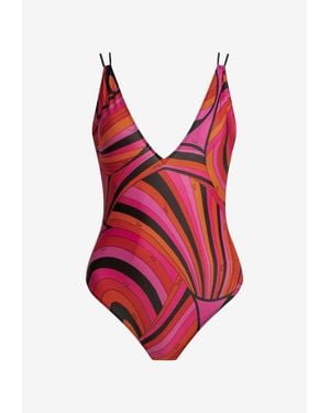 PUCCI Marmo Print One-Piece Swimsuit - Red