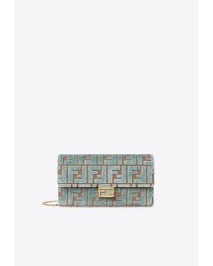 Fendi Baguette Ff Monogram Chain Clutch - White