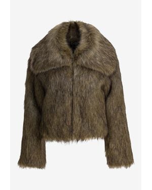 Thelaurent Buttoned Faux Fur Jacket - Green