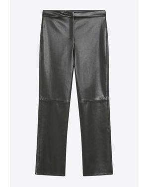 Max Mara Faux-Leather Cropped Pants - Grey