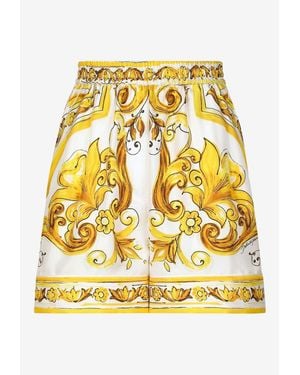 Dolce & Gabbana Majolica Print Silk Pyjama Shorts - Metallic