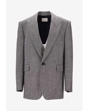 Saint Laurent Prince Of Wales Single-Breasted Jacket - Gray