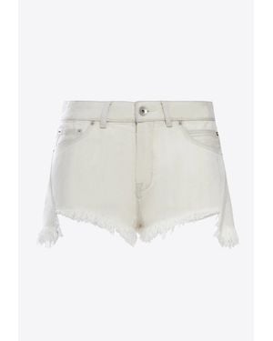 Rick Owens Temple Bias Denim Shorts - White