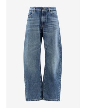The Attico Faded Barrel-Leg Denim Pants - Blue