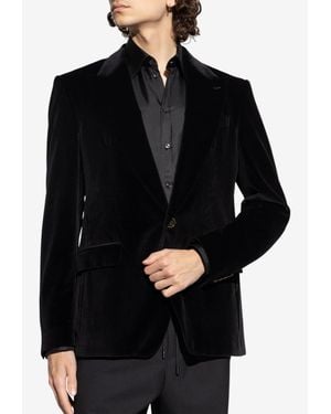 Dolce & Gabbana Single-Breasted Velvet Jacket - Black