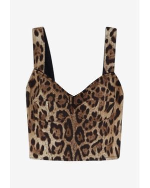 Dolce & Gabbana Leopard Print Cropped Top - Brown