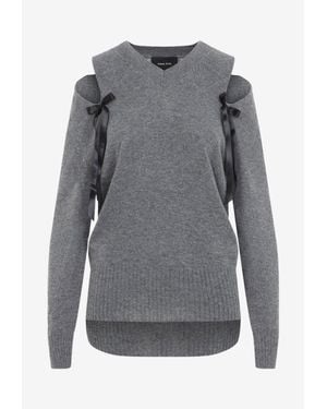 Simone Rocha Cold-Shoulder Cashmere Sweater With Bow Shoulders - Gray
