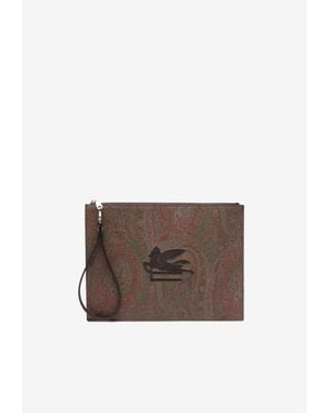 Etro Paisley Jacquard Pouch Bag - Brown