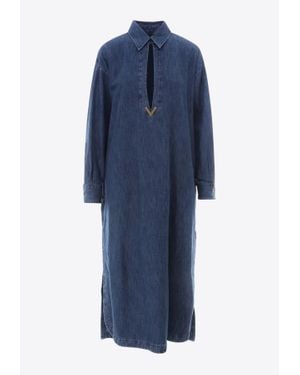 Valentino Chambray Midi Kaftan - Blue