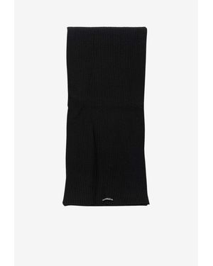 Pinko Ribbed Logo-Patch Scarf - Black
