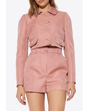 Dolce & Gabbana Dg Logo Jacquard Cropped Jacket - Pink