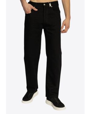 McQueen Skull-Plaque Straight-Leg Jeans - Black