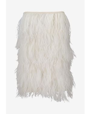 The Attico Feather-Embellished Mini Skirt - White