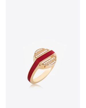 Falamank Sweet Collection 18-Karat Ring With Enamel And Diamonds - White